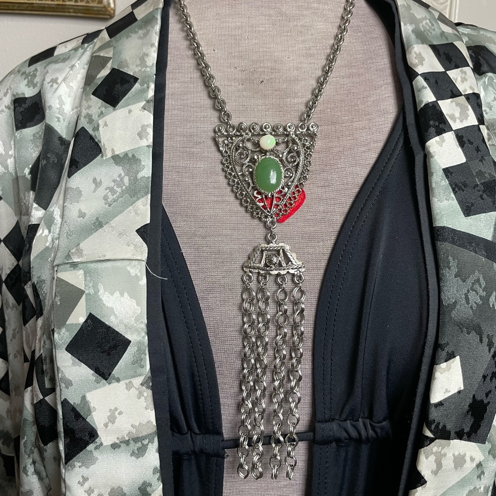 Vintage Stone Medallion Necklace